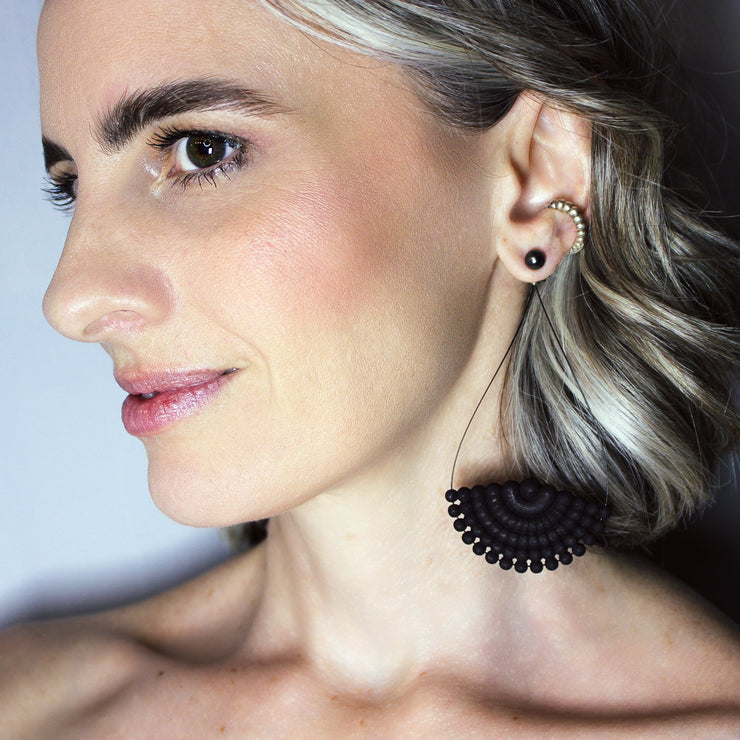 Ultra light and hand-dyed in your choice of colour, these earrings are made from 3D printed bioplastic, glass pearls and silver .925 closure for pierced ears. Wear the jacket and stud together for a sophisticated look or wear the royal blue glass studs on their own as part of your everyday signature style. 