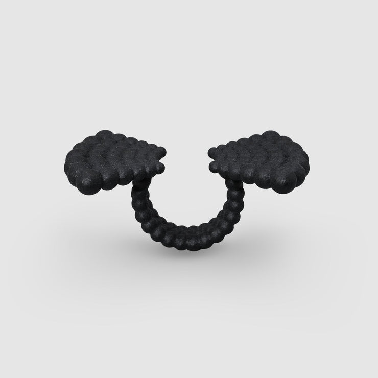 Statement ring 3D printed from bioplastic using advanced technology and hand finished in your choice of colour. Designed with an open band, this ring is a whimsical masterclass in symmetry and symbolism.