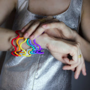 Set of 6 bangles 3D printed from bioplastic and hand-dyed in the sequence of hues commonly described as making up a rainbow; red, orange, yellow, green, blue, and violet. The bangles are available as a set or separately so you can choose the colour that best suits your personal style and personality.