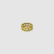 A contemporary twist on the ancient art of granulation, this refined stackable band ring reimagines traditional craftsmanship through a modern lens. Available in gold-plated brass, .925 silver, or gold-plated .925 silver, each ring features a subtly textured surface that echoes the precision and beauty of historical techniques via digital design. Designed to be worn alone for understated elegance or stacked for a bolder layered look - wear two or more together to create your own sculptural statement.