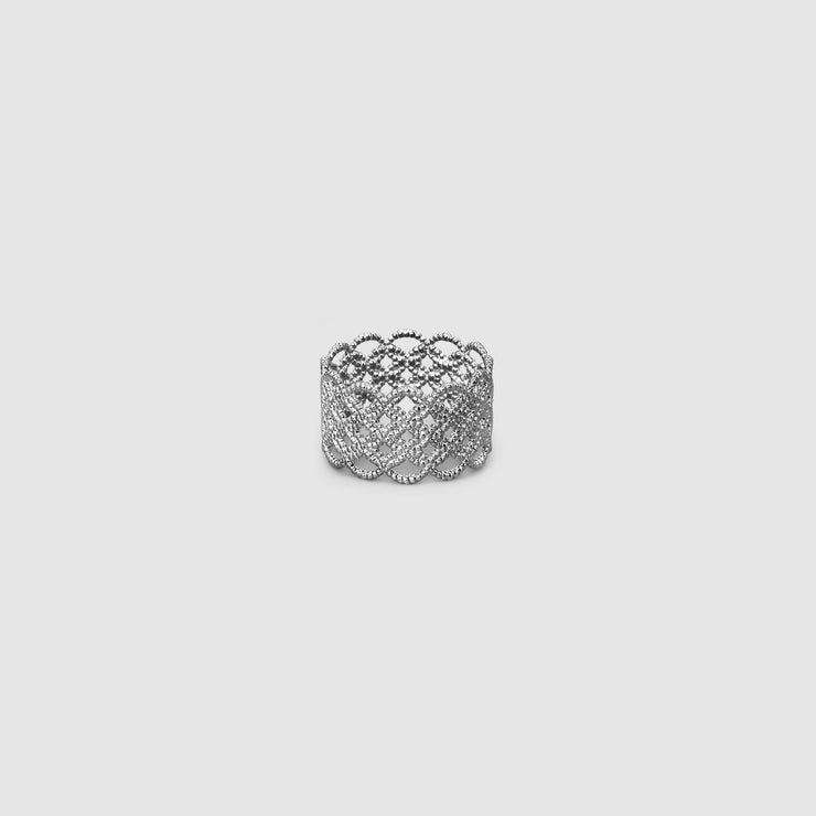 Sculptural ring featuring an intricate pattern and crafted in gold-plated brass or silver .925 from the PHAOS collection. Stacks beautifully or looks equally good worn alone.
