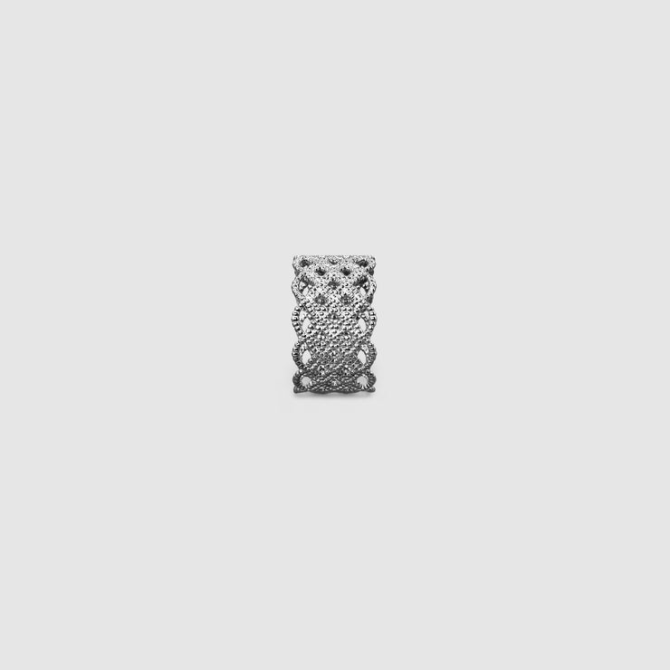 Sculptural ring featuring an intricate pattern and crafted in gold-plated brass or silver .925 from the PHAOS collection. Stacks beautifully or looks equally good worn alone.