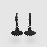 Lightweight earrings from 3D printed nylon of the PHAOS collection featuring silver .925 butterfly closure for pierced ears. Hand dyed in black. If you are aiming for an offbeat look search no more.